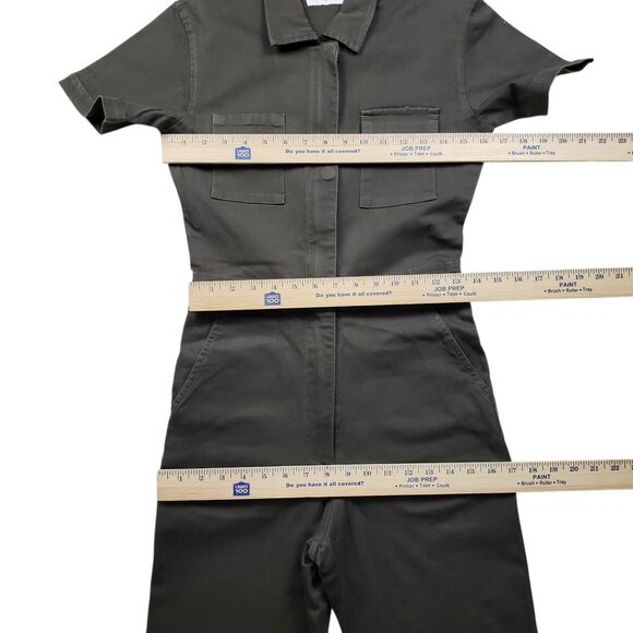 Rivet Utility Worker Jumpsuit Womens Small Green Short Sleeve Stretch Coveralls - Picture 4 of 12